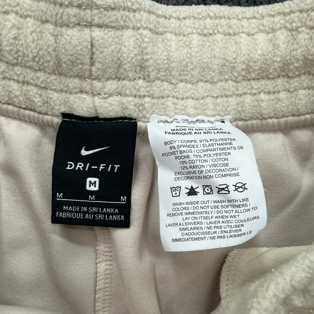 Nike Dri-FIT Fleece Joggers Women Medium Cream Off White Sweatpants Loungewear